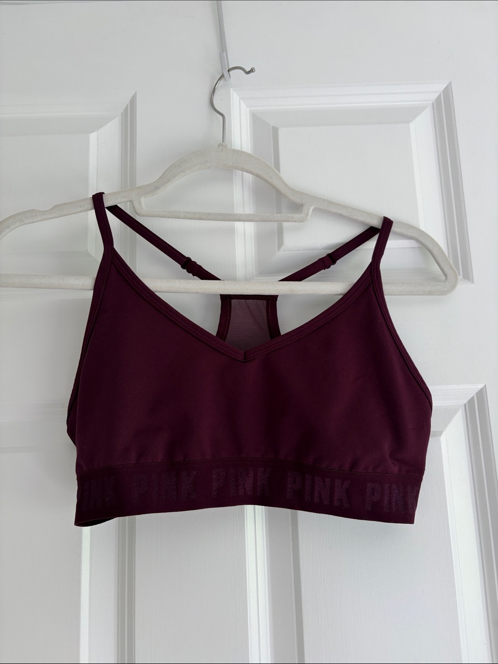 PINK Victoria's Secret Racerback Sports Bralette in Deep Burgundy